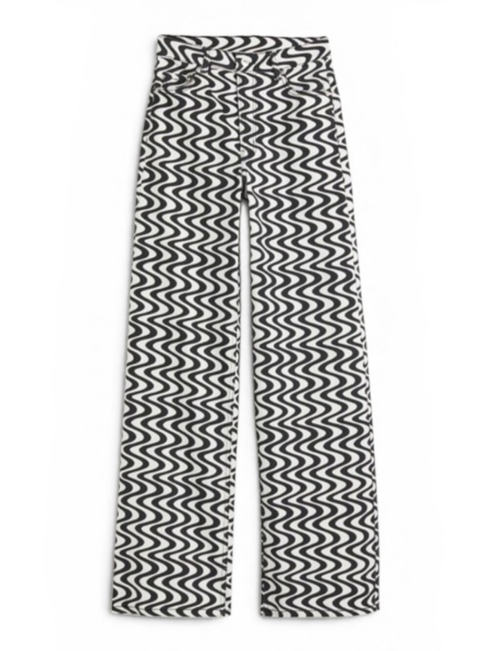H&M Black and White Wavy Stripe Wide-Leg Pants